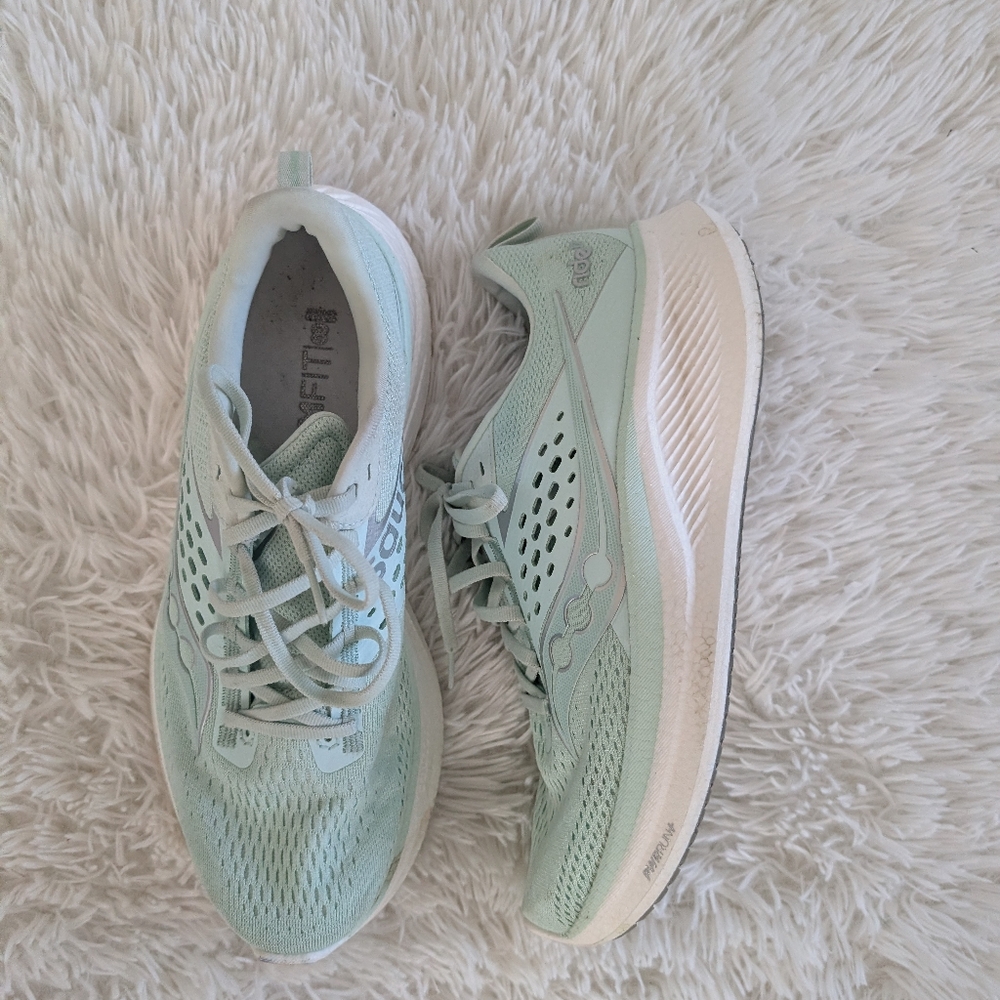 Saucony Ride 17 Running Shoes Women’s 10.5 Jade Green PWRRUN XFFIT EU 42 - Picture 2 of 8